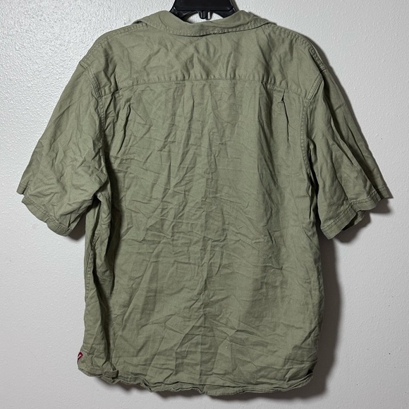 Wrangler Men Green Khaki Button Down Short‎ Sleeve Shirt size L. - Picture 5 of 7